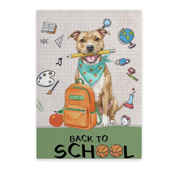 Hardworking Pitbull Ready Back to School New Year Classes Vertical Matte Canvas Poster Terrier Dog Lover Wall Art Home Decor - 12011