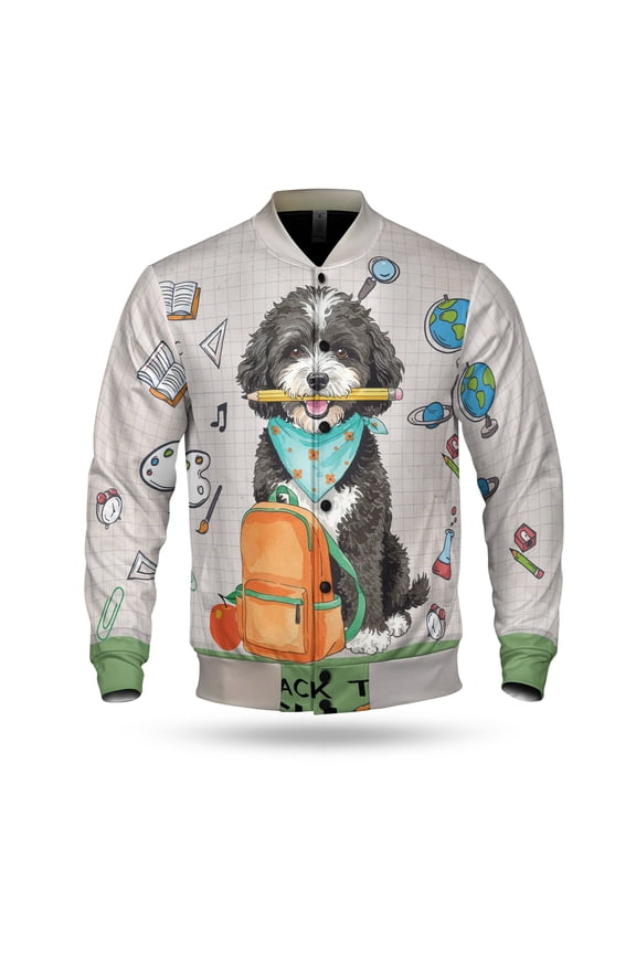 Hardworking Portuguese Water Dog Ready Back to School New Year Classes All Over Print 3D Baseball Jacket PWD Portie Fishing Dog Lover Bomber Jacket Softball - 12011
