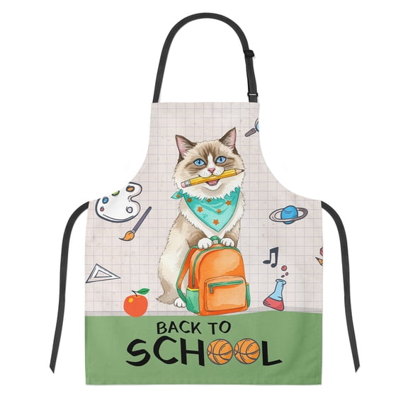 Hardworking Ragdoll Ready Back to School New Year Classes Apron Cat Lover Kitten Owner Gifts Idea for Cooking Grilling Baking Painting Gardening - 12011
