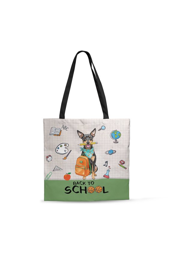 Hardworking Rat Terrier Ready Back to School New Year Classes All Over Print 3D Canvas Tote Bag Ratty Dog Lover Reusable Handbag - 12011