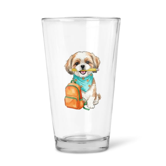 Hardworking Shih Tzu Ready Back to School New Year Classes 16oz Pint Beer Glass Mug Lion Dog Lover Gifts Beer Glasses Cup - 12011