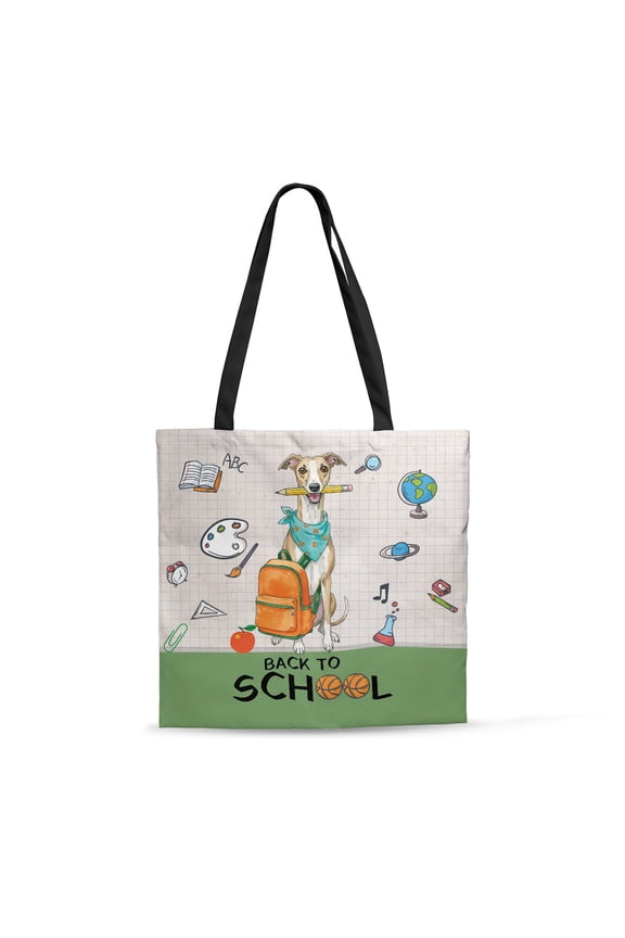 Hardworking Whippet Ready Back to School New Year Classes All Over Print 3D Canvas Tote Bag Dog Lover Reusable Handbag - 12011