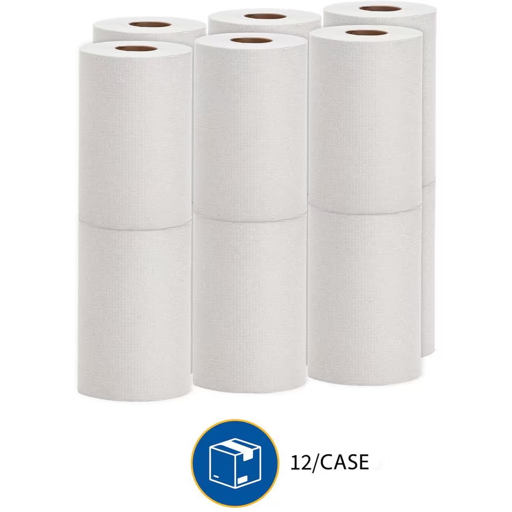 Hardwound Recycled 1-Ply Paper Towel Roll (350 Ft. per Non-Perforated Roll, 12-Rolls per Case)