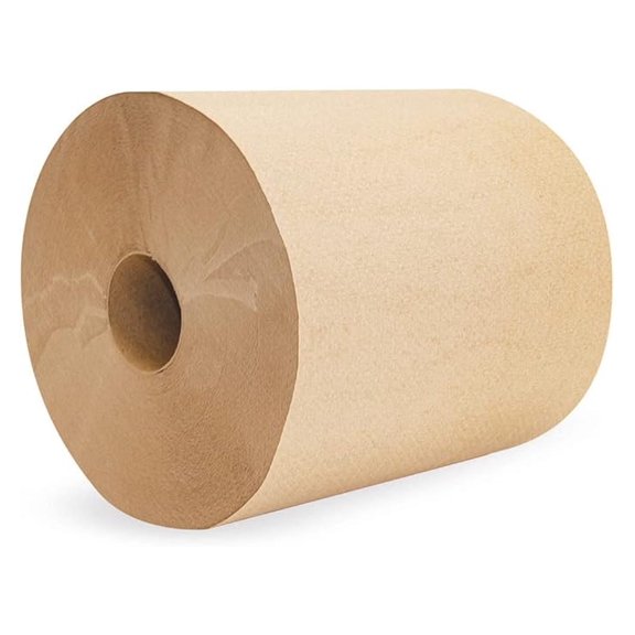 Hardwound Roll Towels, 8-Inch x Brown - 1 Ply, Recycled Paper Hand Towels for Kitchen, Bathroom, Food Service & Industrial Use