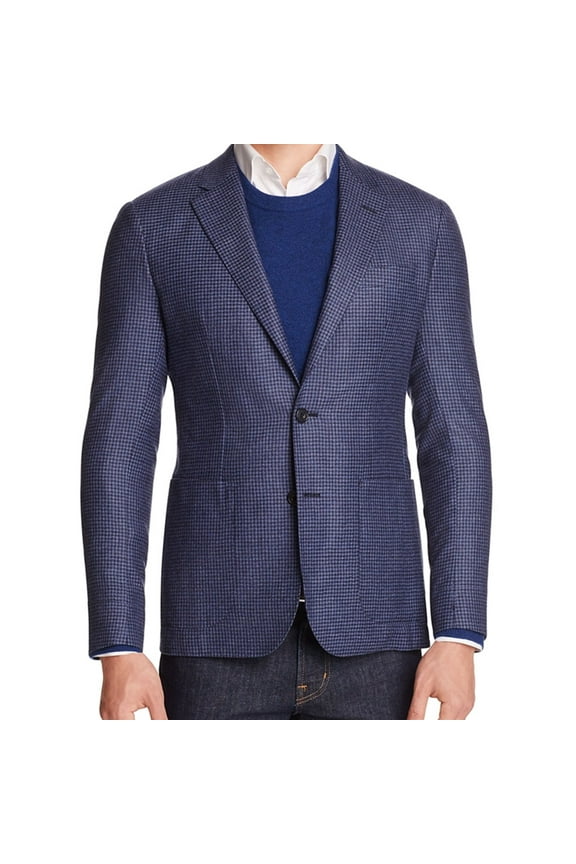Mens Wool Two Button Blazer Jacket, Blue, 38 Regular