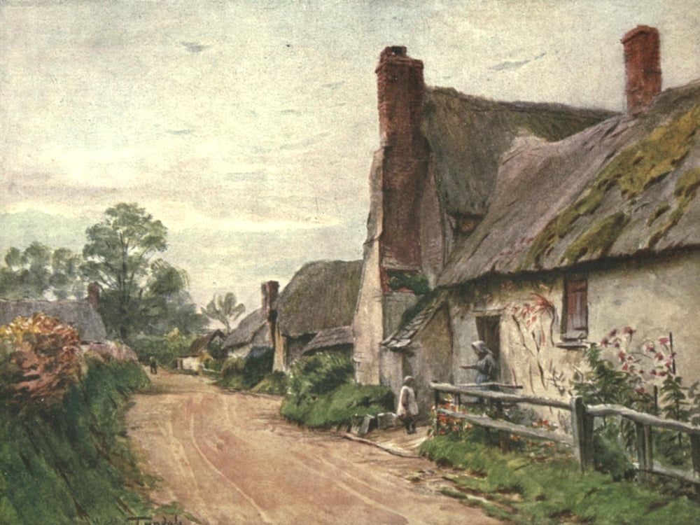 Hardy Country Water-colours 1900 Cottage at Tincleton nr Dorchester Canvas Art - Walter Tyndale (18 x 24)