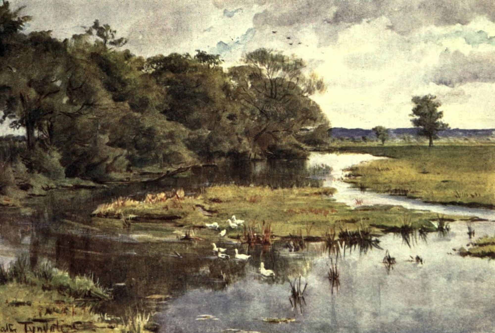 Hardy Country Water-colours 1900 Frome from Bockhampton Bridge Canvas Art - Walter Tyndale (24 x 36)