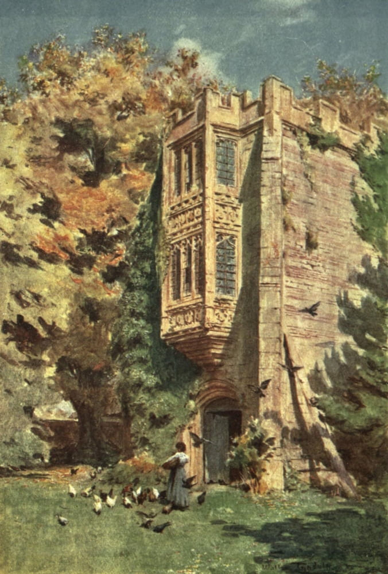 Hardy Country Water-colours 1900 Gateway at Cerne Abbas Canvas Art - Walter Tyndale (24 x 36)
