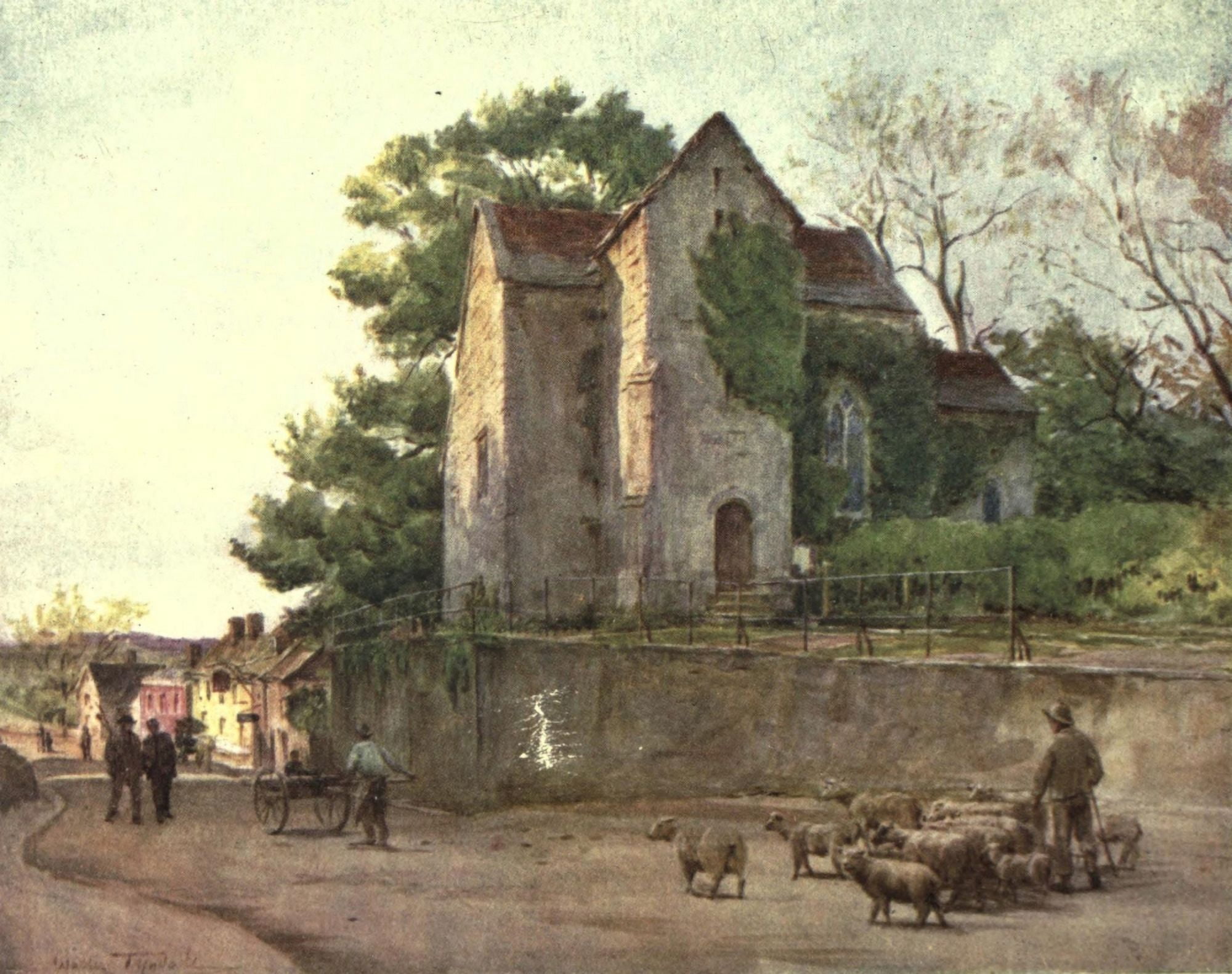 Hardy Country Water-colours 1900 Saxon church at Wareham Canvas Art - Walter Tyndale (24 x 36)