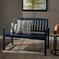 thumbnail image 1 of Hardy Farmhouse Cottage Acacia Wood Bench, Navy Blue Finish, 1 of 9