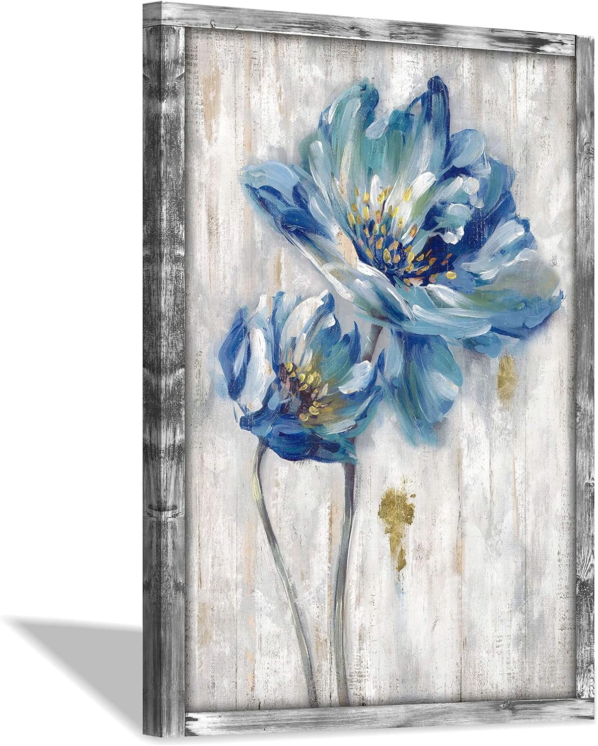 Hardy Gallery Rustic Wooden Flower Wall Art Blossom Floral Artwork Print on Natural Wood Grain