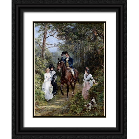 Hardy, Heywood 19x24 Black Ornate Wood Framed with Double Matting Museum Art Print Titled - The Meeting in the Forest, 1903