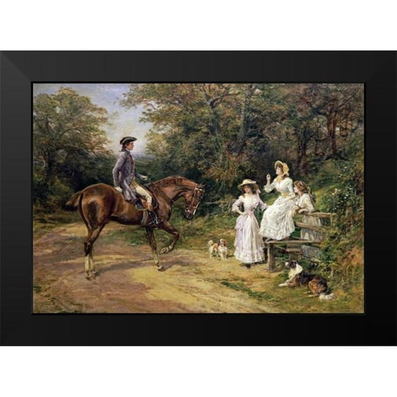 Hardy, Heywood 24x18 Black Modern Framed Museum Art Print Titled - A Meeting By The Stile