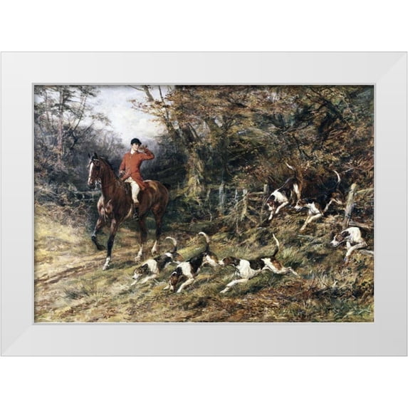 Hardy, Heywood 24x18 White Modern Wood Framed Museum Art Print Titled - Calling Hounds Out of Cover
