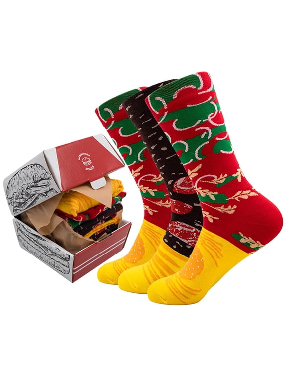 Funny Socks for Man Funny Hamburger Socks Hamburger Patterned Gift Boxed Socks Comfortable Breathable Man Socks Gifts for Men Sushi Lovers, Birthday, Christmas Gift Idea