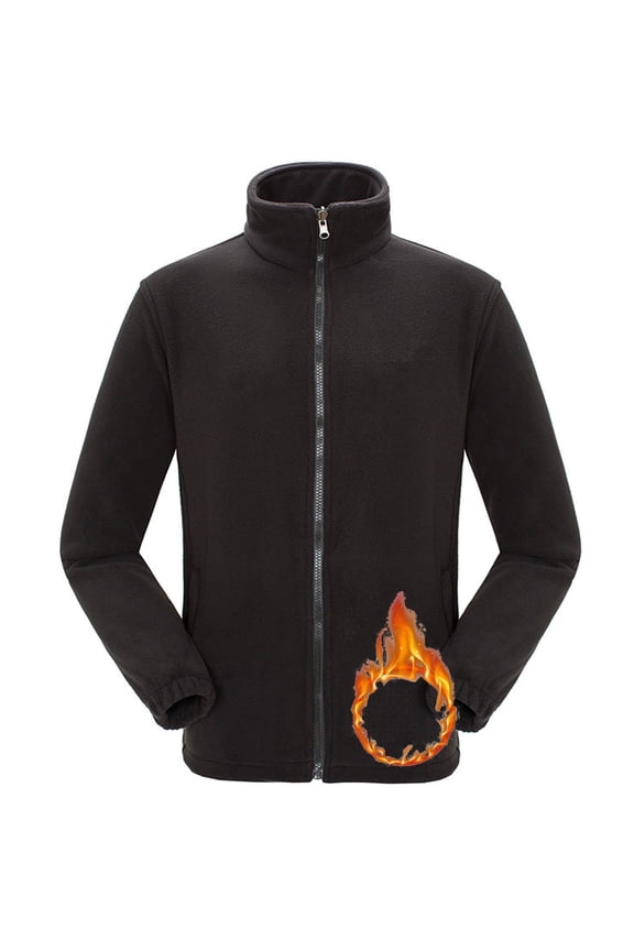 Men's Full-Zip Polar Fleece Jacket Men's Value Fleece Jacket Men's Fashion Winter Casual Fleece black XXL