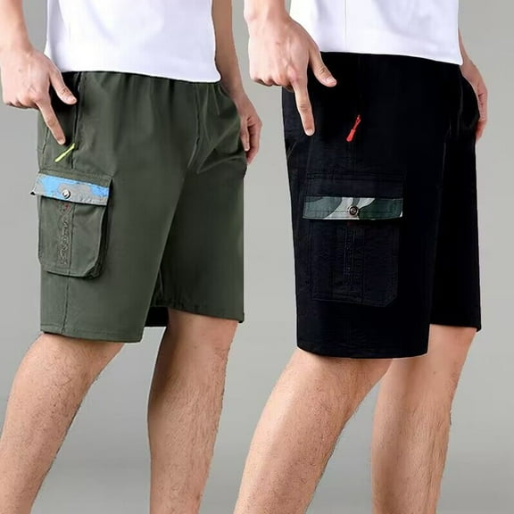 HardyComforts Men's Hiking Cargo Shorts Men’s Shorts Casual Outdoor Cargo Shorts Lightweight 2 Pack Cargo Shorts Workout Shorts 4 pockets size M
