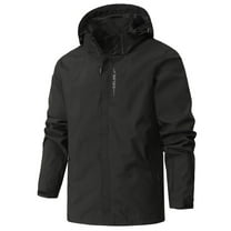 NKZNKZ Men's Jacket Waterproof Coat Men's Lightweight Softshell Jacket with Hood Waterproof Lined Windbreaker Outdoor Coat for Hiking Black SIZE:L
