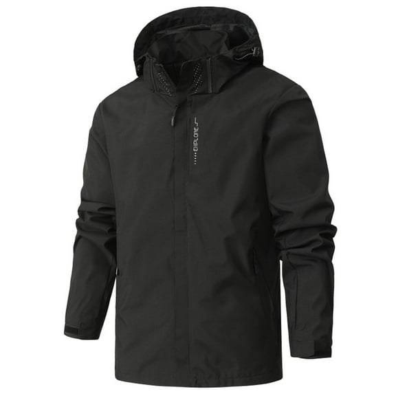 NKZNKZ Men's Jacket Waterproof Coat Men's Lightweight Softshell Jacket with Hood Waterproof Lined Windbreaker Outdoor Coat for Hiking Black SIZE:L