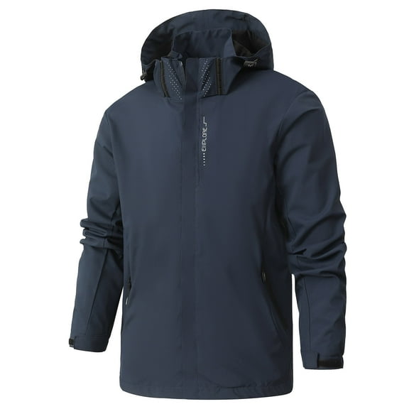 NKZNKZ Men's Jacket Waterproof Coat Men's Lightweight Softshell Jacket with Hood Waterproof Lined Windbreaker Outdoor Coat for Hiking Blue SIZE:M