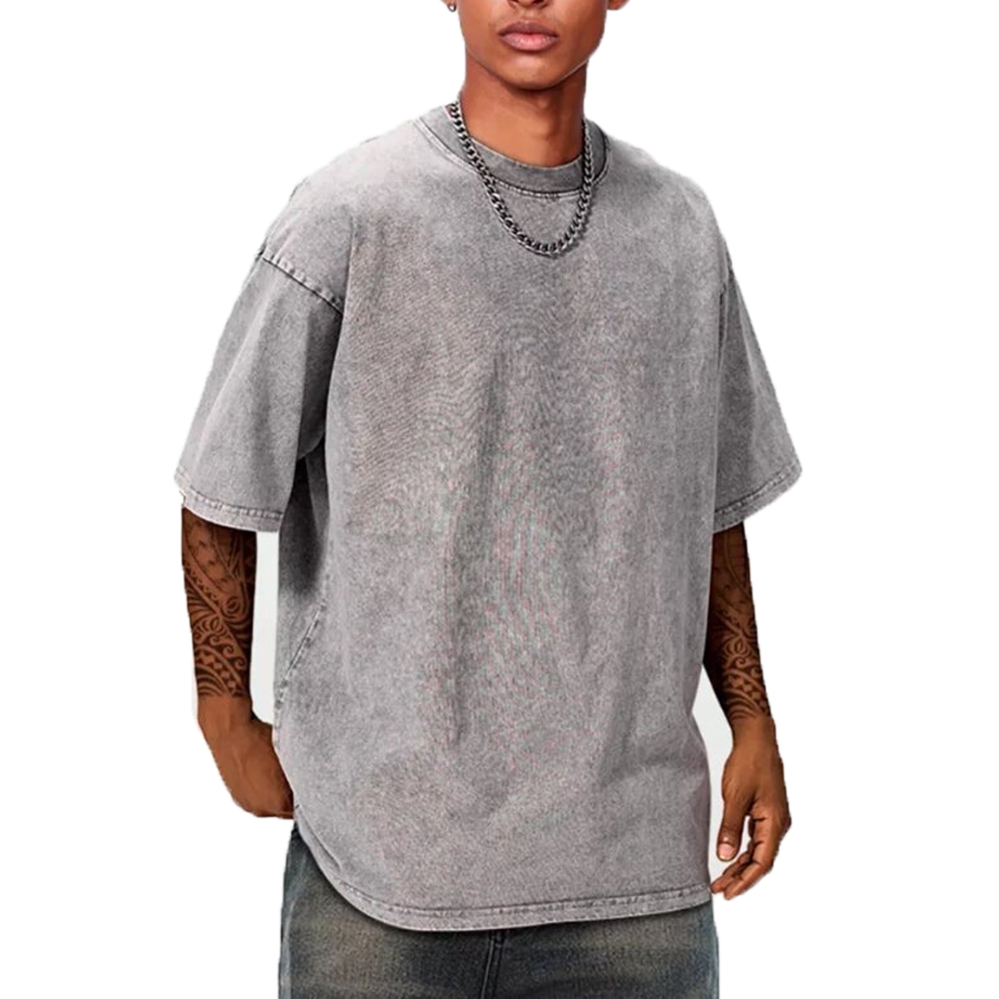 HardyComforts Men's Oversized Cotton T Shirt Vintage Washed