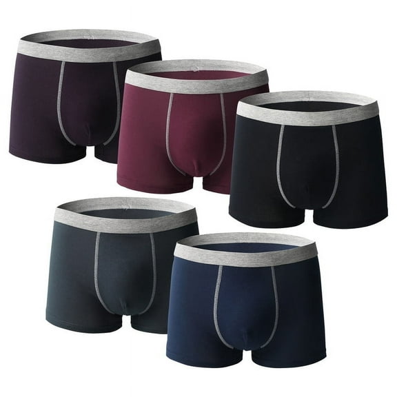 NKZNKZ Men's Underwear Boxer Briefs Cotton Woven Boxer for Men Huge Pouch Trunks Short Leg Underwear Moisture-Wicking, Assorted Colors, 5 Pack-XL