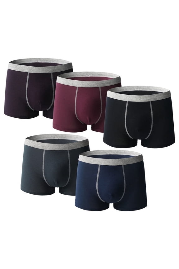 Men's Underwear Boxer Briefs Cotton Woven Boxer for Men Huge Pouch Trunks Short Leg Underwear Moisture-Wicking, Assorted Colors, 5 Pack-XXL