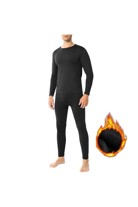Men's Winter Thermal Top and Bottom with Fleece Thermal Underwear for Men Polyester Top Bottom Underwear set for Cold Weather SIZE:XL