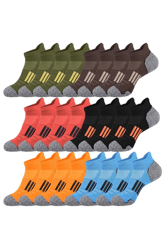 Mens Ankle Socks Athletic Running Men's Socks Running Athletic Ankle Socks Low Cut Socks Breathable Outdoor Hiking Wicking Socks for Men 6 pair