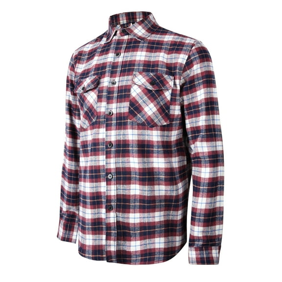 NKZNKZ Mens Flannel Shirt Long Sleeve Plaid Flannel Shirt for Men Flannel Plaid Shirt Casual Loose Work Office Tops With Two-Pockets - M