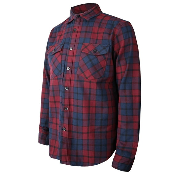 NKZNKZ Mens Flannel Shirt Long Sleeve Plaid Flannel Shirt for Men Flannel Plaid Shirt Casual Loose Work Office Tops With Two-Pockets - XXL