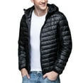 thumbnail image 1 of HardyComforts Puffer jackets for men with hood Lightweight Packable Hooded Jacket Puffy Winter Jacket Coat Men's Warm Cotton Padded Jacket Black SIZE:L, 1 of 7