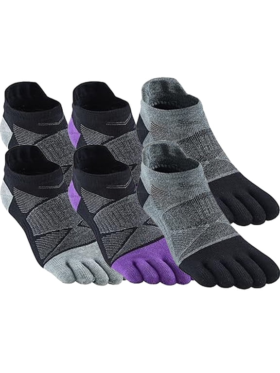 Toe Socks for Men Five Finger Sock for Men Athletic Running Ankle Socks Breathable Outdoor men's Five Finger Ankle Socks 3 Pairs Size 10-13