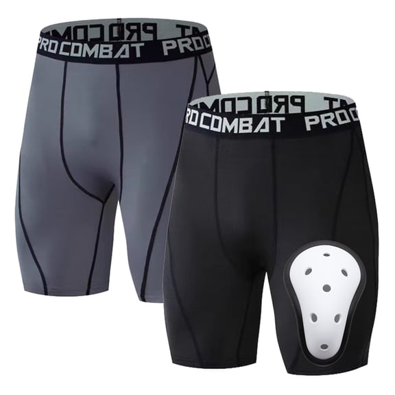 HardyComforts Youth Boys Baseball Cup Underwear with Protective Athletic Cup Compression Shorts Boys Baseball Sliding Padded Compression Shorts for Football Baseball M