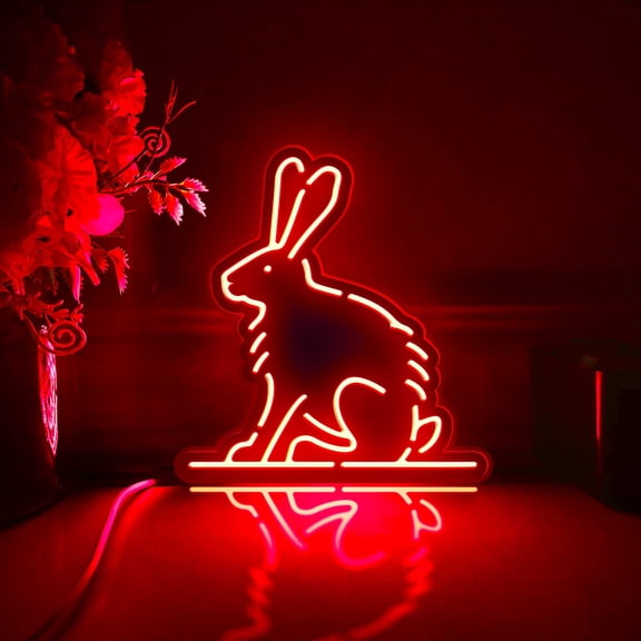 Hare Jackrabbit Led Light Box, Dimmable Neon-Like Light Signs USB Power for Wall Decor Bedroom Decoration, RGB Light (WxH) 16"x17"