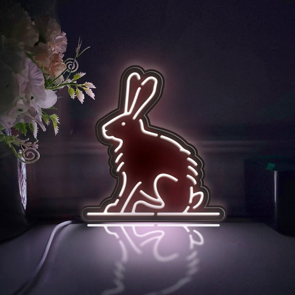 Hare Jackrabbit Led Light Box, Dimmable Neon-Like Light Signs USB Power for Wall Decor Bedroom Decoration, Static Light (WxH) 6"x7"