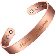 Hare Krishna Adjustable Copper Bracelet 8pcs Magnets for Men & Women Gift Bag 9.5mm