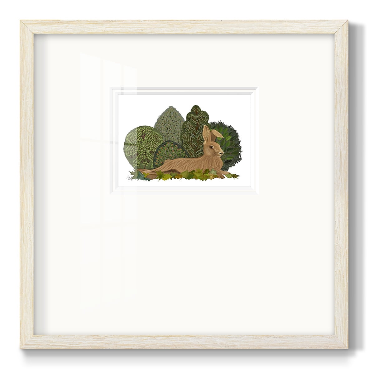 Hare Reclining in LeavesPremium Framed Print