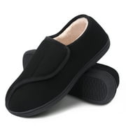 Harebell ​Womens Diabetic Slippers Memory Foam Adjustable Closure Swollen Feet Arthritis Edema Comfort House Shoes Black 10-11
