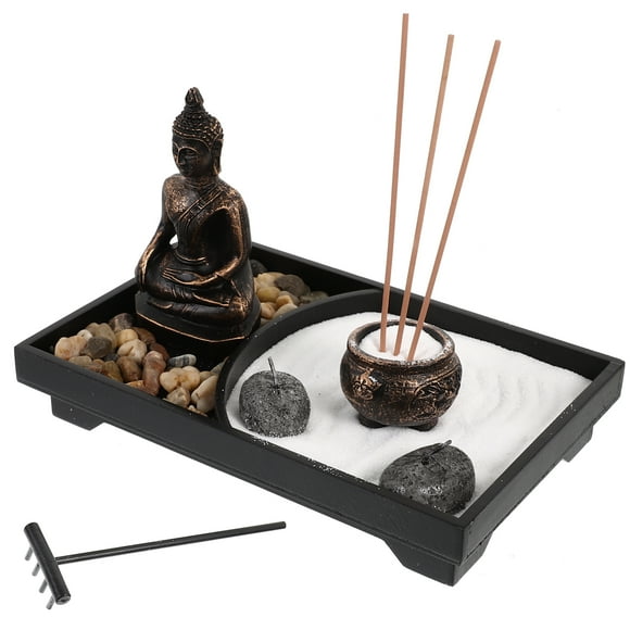 Hareemi 1 Set Buddha Statues and Table Candle Holder Zen Style Incense Stick Holder