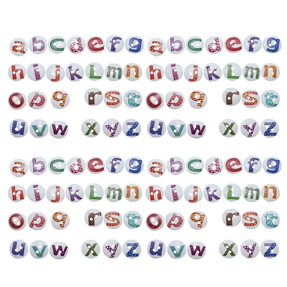 Hareemi 100Pcs Wooden Buttons with English Letters, Two-Hole Round Buckles for Sewing, Crafts, Clothes Accessories