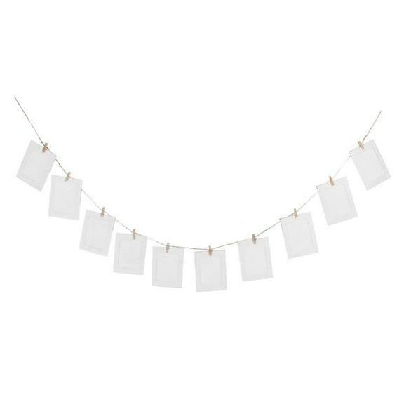 Hareemi 10pcs DIY 6inch Hanging Album Clip Kraft Paper Photo Frame Strings Rope Clips Sets for Wedding Decoration Garland (White)
