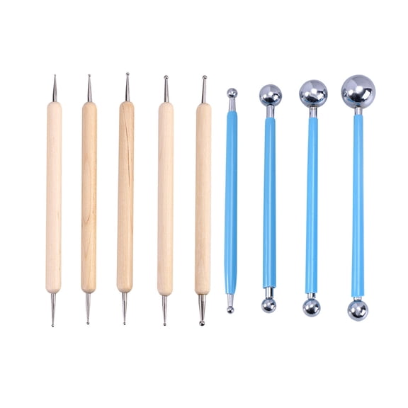 Homoyoyo Clay Dotting Tools Blue Wooden Stylus for Painting and Sculpting 10Pcs