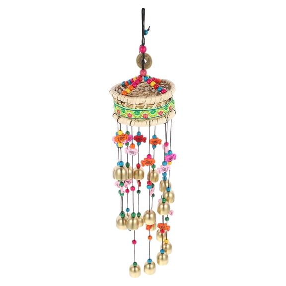 Hareemi 1Pc Ethnic Style Wind Chime Ornament Copper Bell Pendant for Decor