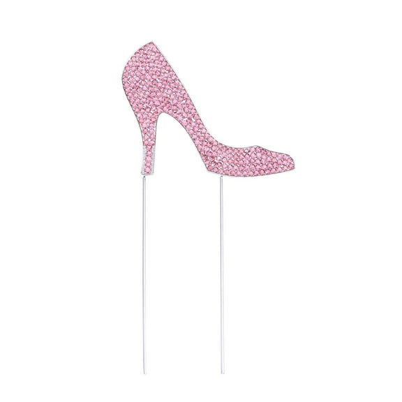 WEAVILUX Stylish High-Heeled Cake Topper Pink Rhinestone for Party Decoration
