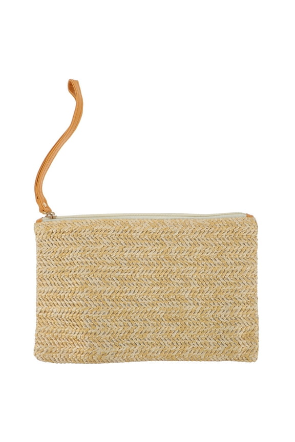 Women's Wristlet Wallet Khaki Straw Large Capacity Practical Stylish Design 1 Pc