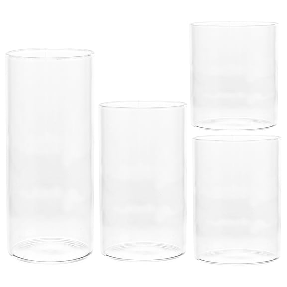Hareemi 4pcs Glass Candle Covers Windproof Candle Holder Shades Cylinder Cups for Home Decor