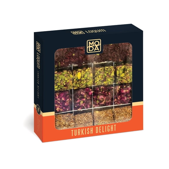 Harem Love Series Mixed Turkish Delight 16 pcs, 16 oz (454g), Gourmet Turkish Delights Pistachio, Fruit & Double Layer (Love 2 Mix Flavor Covered Turkish Delight)