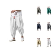 Harem Pants Men 2026 Casual Baggy Drawstring Drop Crotch Wide Leg Hippie Pants Trousers