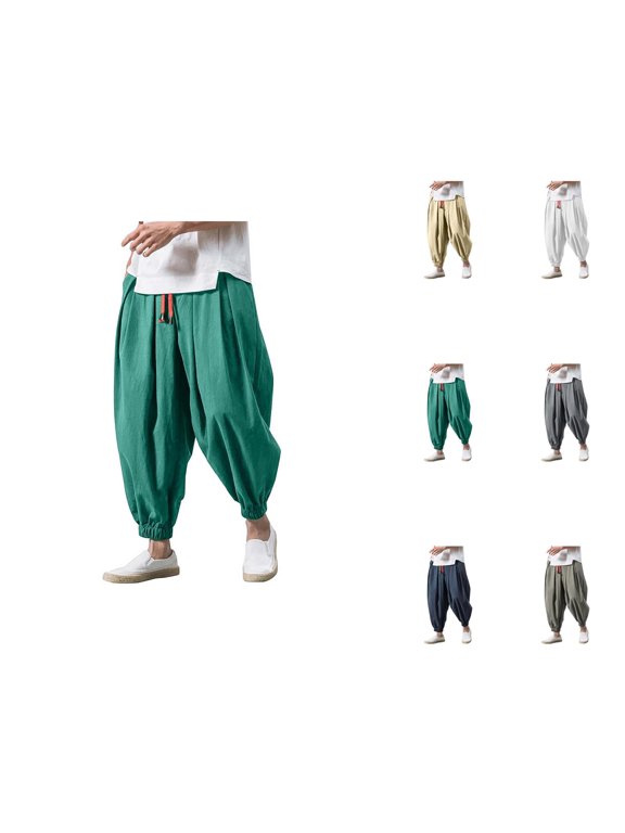 Harem Pants for Men 2026 Fashion Wide Leg Drop Crotch Drawstring Baggy Hippie Pants Trousers